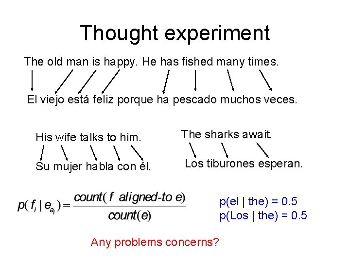 Thought experiment The old man is happy. He has fished many times. El viejo