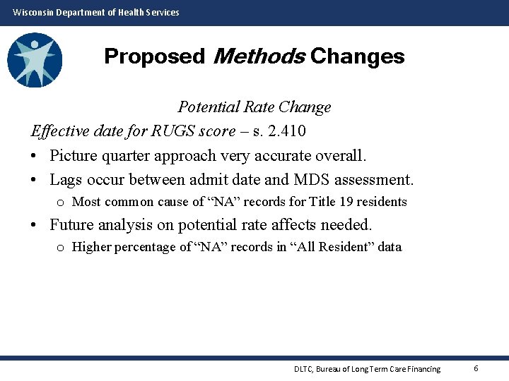 Wisconsin Department of Health Services Proposed Methods Changes Potential Rate Change Effective date for