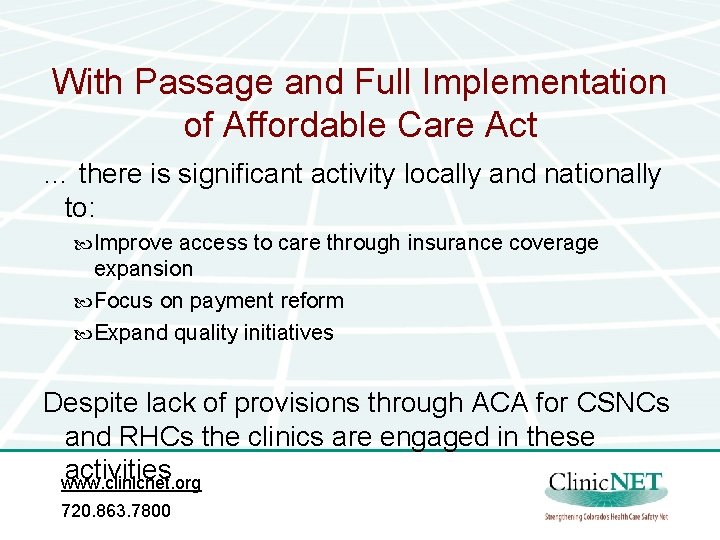 With Passage and Full Implementation of Affordable Care Act … there is significant activity With Passage and Full Implementation of Affordable Care Act … there is significant activity