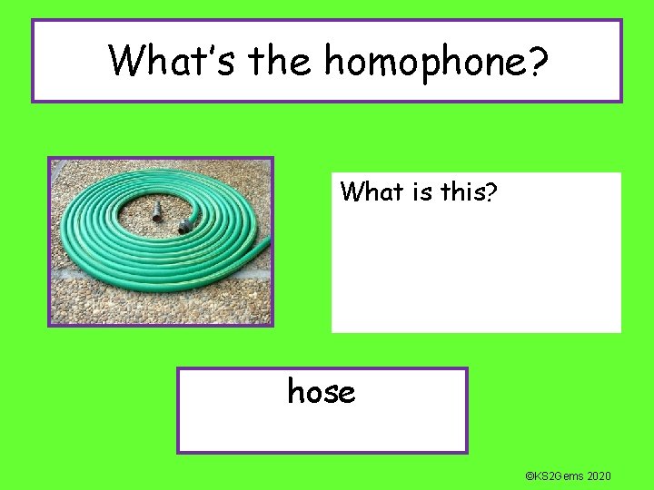 What’s the homophone? What is this? hose ©KS 2 Gems 2020 