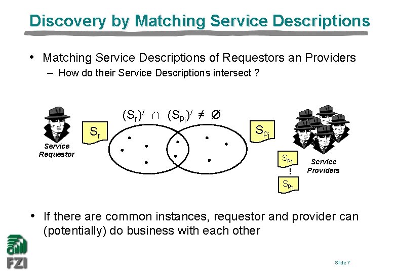Discovery by Matching Service Descriptions • Matching Service Descriptions of Requestors an Providers –