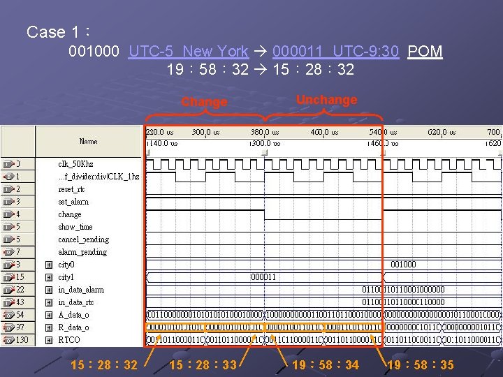 Case 1： 001000 UTC-5 New York 000011 UTC-9: 30 POM 19： 58： 32 15：