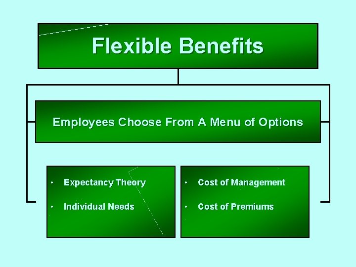 Flexible Benefits Employees Choose From A Menu of Options • Expectancy Theory • Cost