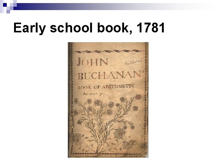 Early school book, 1781 