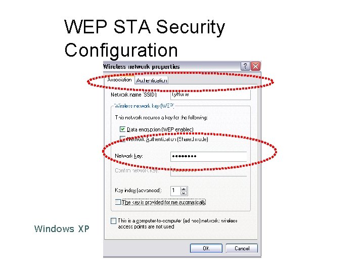 WEP STA Security Configuration Windows XP 