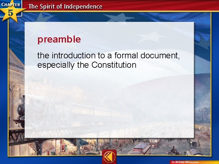 preamble the introduction to a formal document, especially the Constitution 