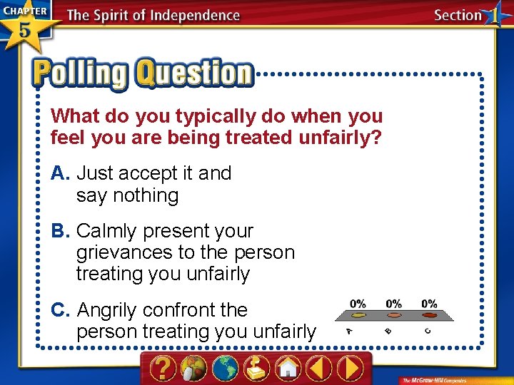 What do you typically do when you feel you are being treated unfairly? A.
