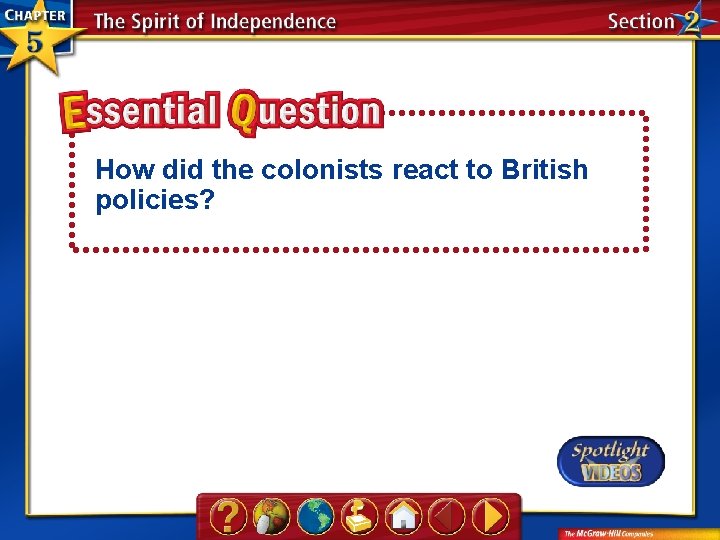 How did the colonists react to British policies? 
