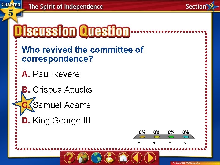 Who revived the committee of correspondence? A. Paul Revere B. Crispus Attucks C. Samuel