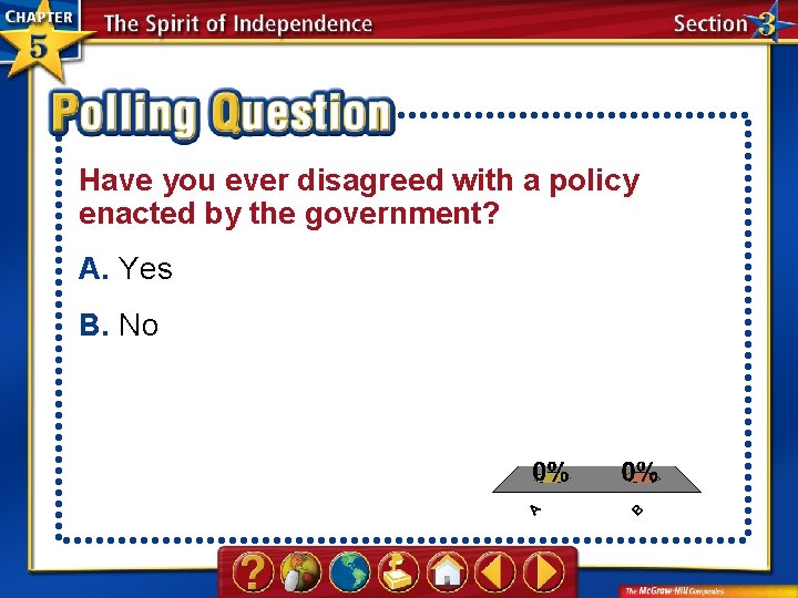 Have you ever disagreed with a policy enacted by the government? A. Yes B.