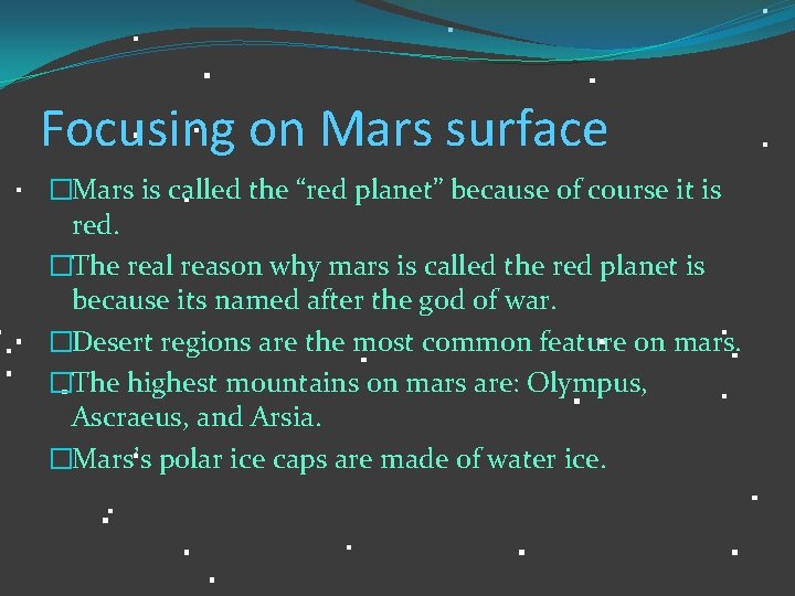 Introduction Of Mars The solar system By Chris Waring From humble