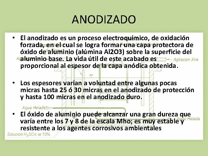 ANODIZADO • El anodizado es un proceso electroquímico, de oxidación forzada, en el cual