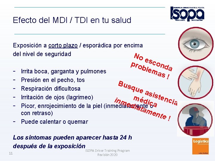 Efecto del MDI / TDI en tu salud Exposición a corto plazo / esporádica