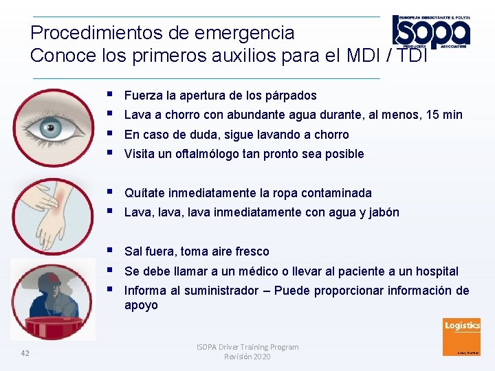 Procedimientos de emergencia Conoce los primeros auxilios para el MDI / TDI 42 Fuerza