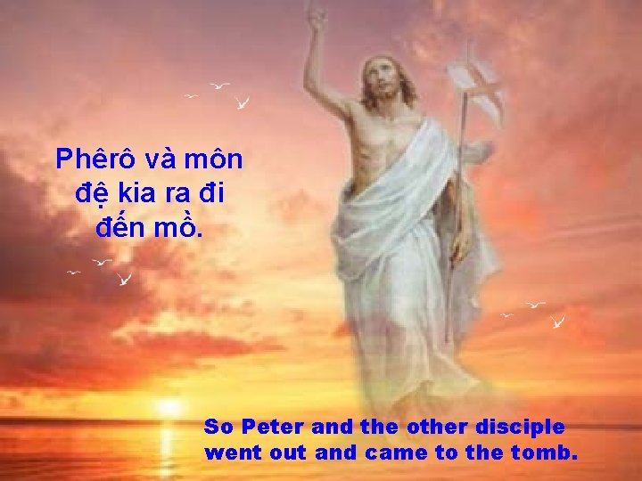Phêrô và môn đệ kia ra đi đến mồ. So Peter and the other
