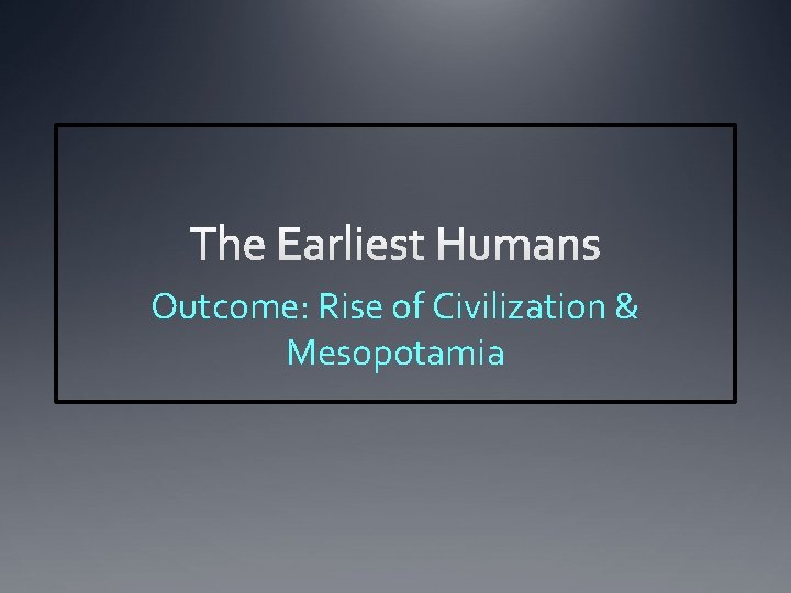 Outcome: Rise of Civilization & Mesopotamia 