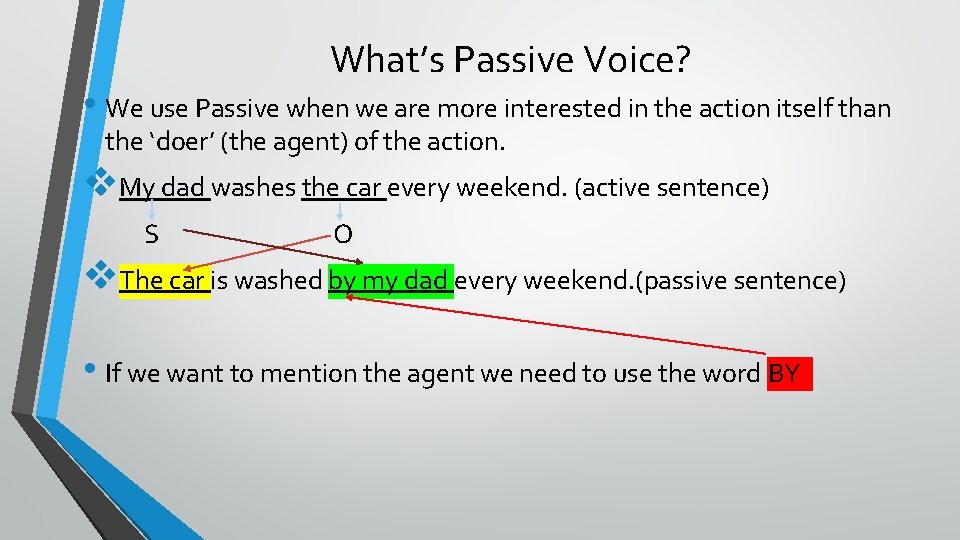 What’s Passive Voice? • We use Passive when we are more interested in the