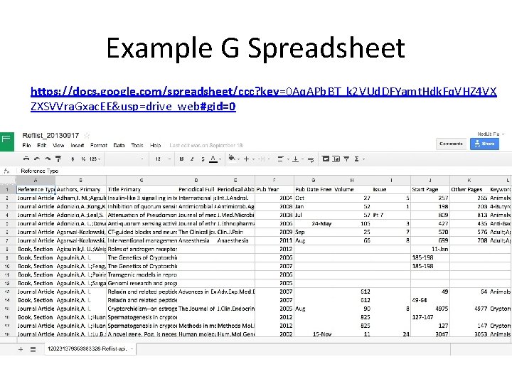 Example G Spreadsheet https: //docs. google. com/spreadsheet/ccc? key=0 Aq. APb. BT_k 2 VUd. DFYamt.