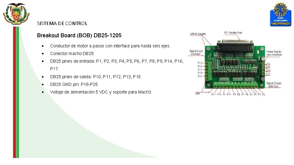 SISTEMA DE CONTROL Breakout Board (BOB) DB 25 -1205 Conductor de motor a pasos