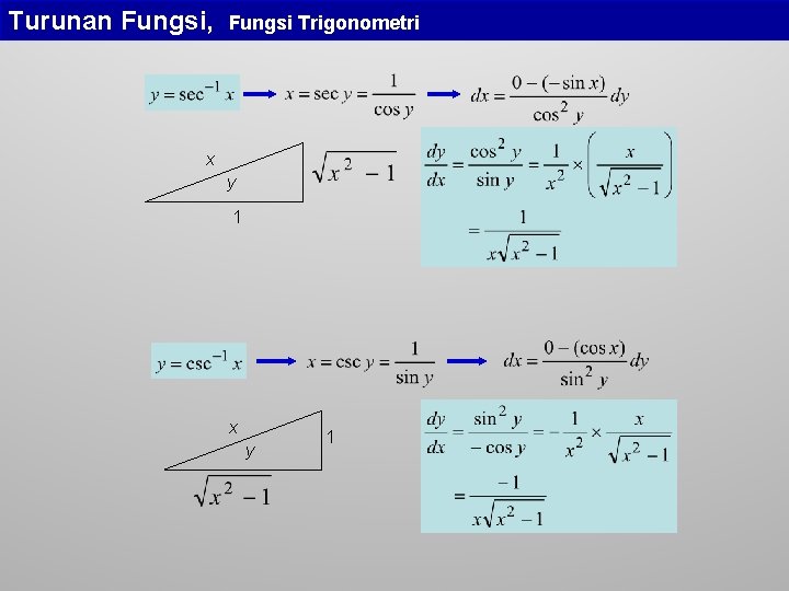 Turunan Fungsi, Fungsi Trigonometri x y 1 