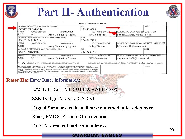 Part II- Authentication Rater IIa: Enter Rater information: LAST, FIRST, MI, SUFFIX - ALL