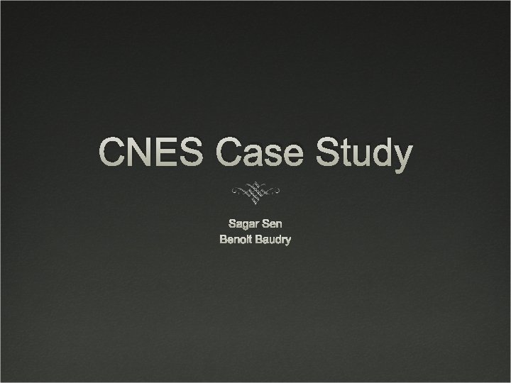 CNES Case Study Sagar Sen Benoit Baudry 