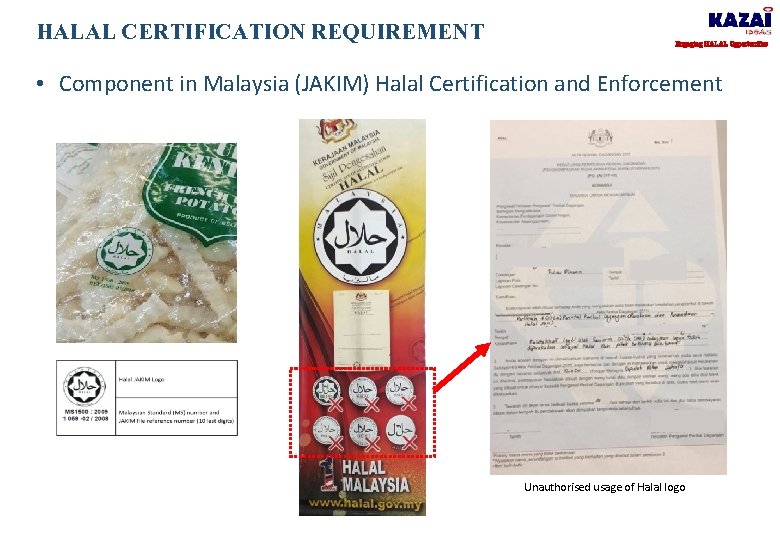 HALAL CERTIFICATION REQUIREMENT Engaging HALAL Opportunities • Component in Malaysia (JAKIM) Halal Certification and