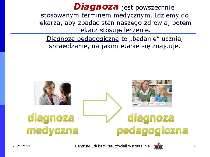 Diagnoza jest powszechnie stosowanym terminem medycznym. Idziemy do lekarza, aby zbadać stan naszego zdrowia,