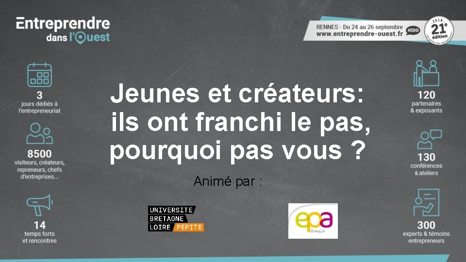 Jeunes et créateurs: ils ont franchi le pas, pourquoi pas vous ? Animé par