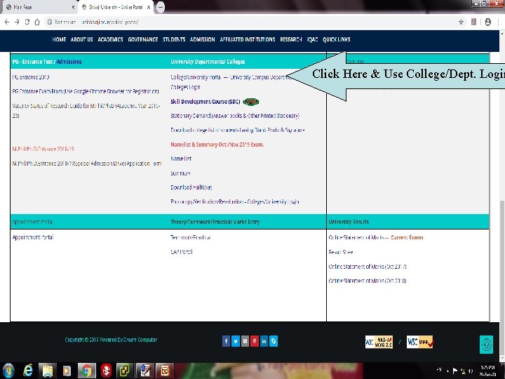 Click Here & Use College/Dept. Login 