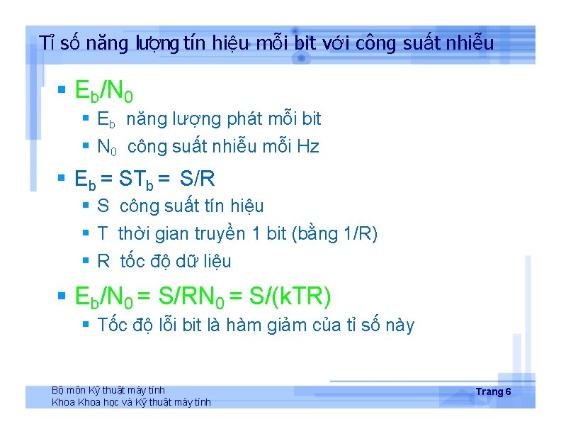 Tỉ số năng lượng tín hiệu mỗi bit với công suất nhiễu Eb/N 0