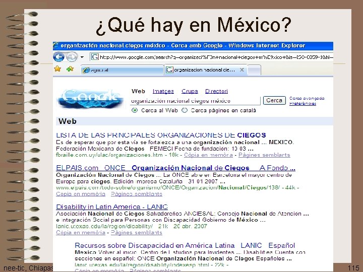 ¿Qué hay en México? nee-tic, Chiapas, abril 2007 115 