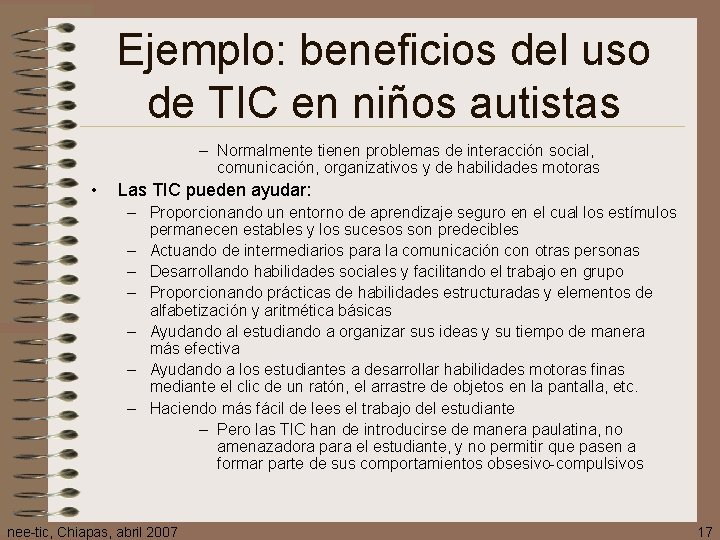 Ejemplo: beneficios del uso de TIC en niños autistas – Normalmente tienen problemas de