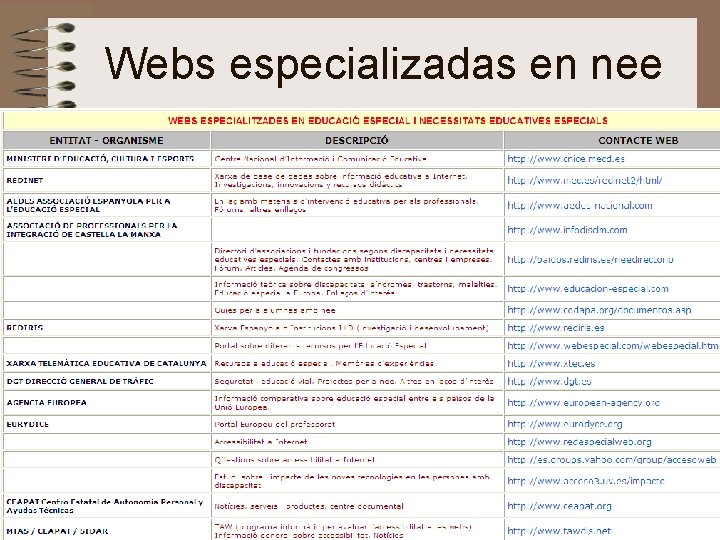 Webs especializadas en nee-tic, Chiapas, abril 2007 61 