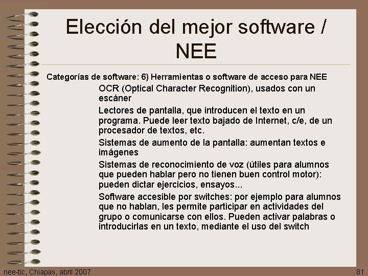 Elección del mejor software / NEE Categorías de software: 6) Herramientas o software de