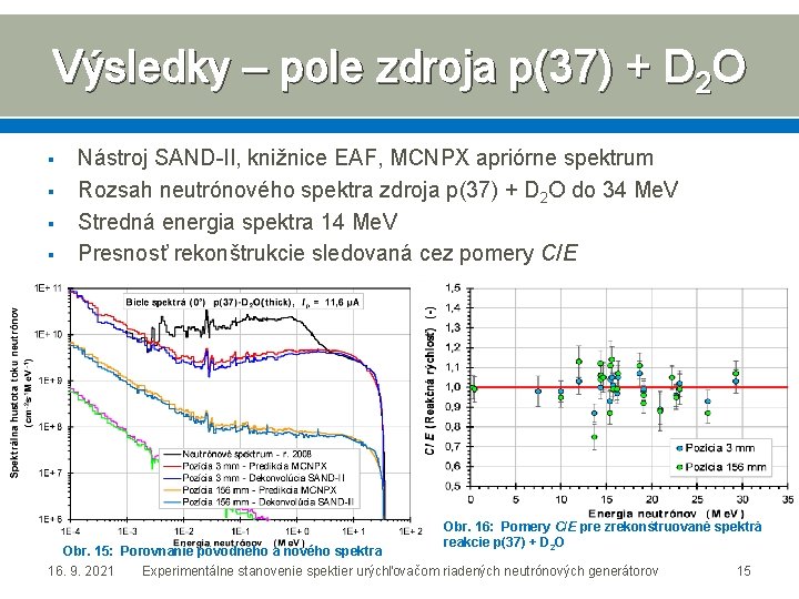 Výsledky – pole zdroja p(37) + D 2 O § § Nástroj SAND-II, knižnice