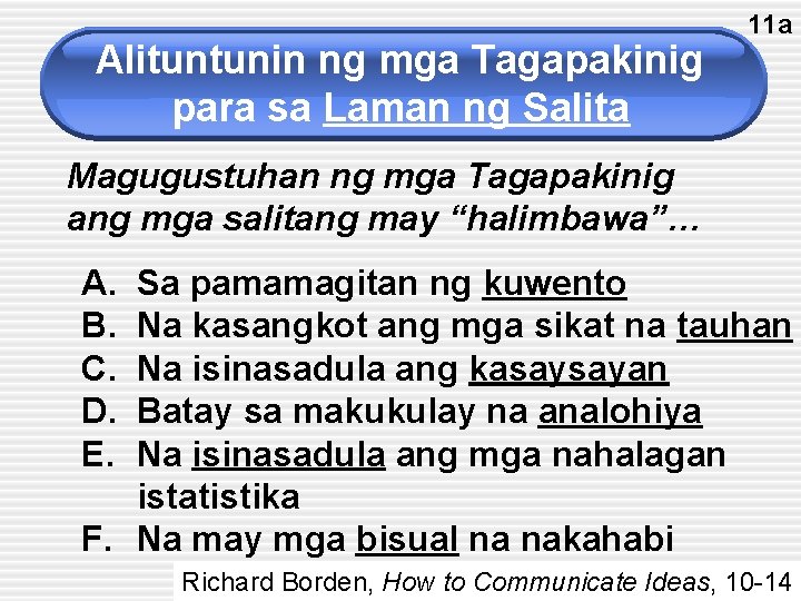 Alituntunin ng mga Tagapakinig para sa Laman ng Salita 11 a Magugustuhan ng mga