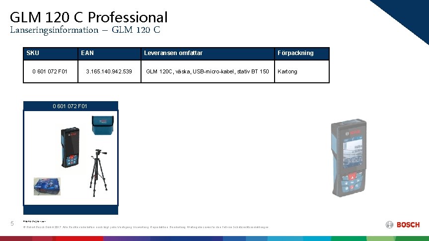 GLM 120 C Professional Lanseringsinformation – GLM 120 C SKU EAN 0 601 072