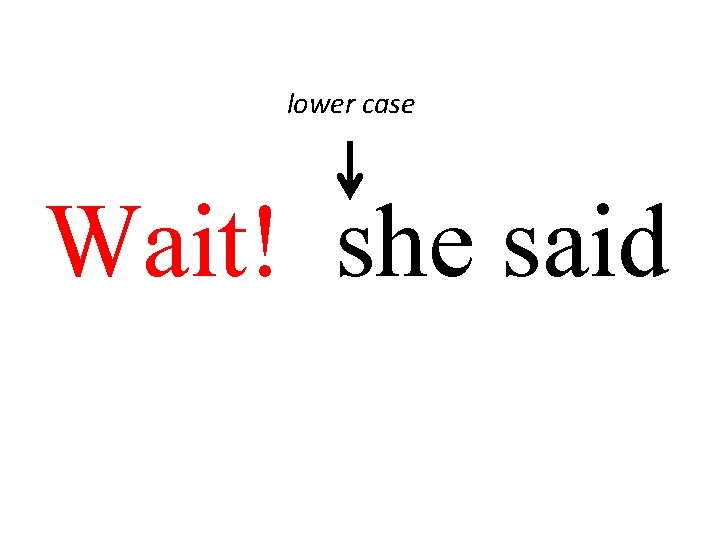 lower case Wait! she said 