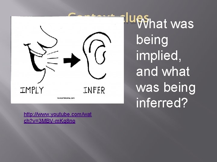 Context clues What was being implied, and what was being inferred? http: //www. youtube.