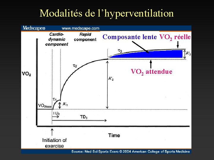 Modalités de l’hyperventilation Composante lente VO 2 réelle VO 2 attendue 