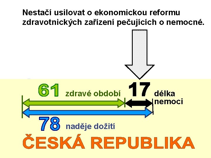 Nestačí usilovat o ekonomickou reformu zdravotnických zařízení pečujících o nemocné. zdravé období naděje dožití