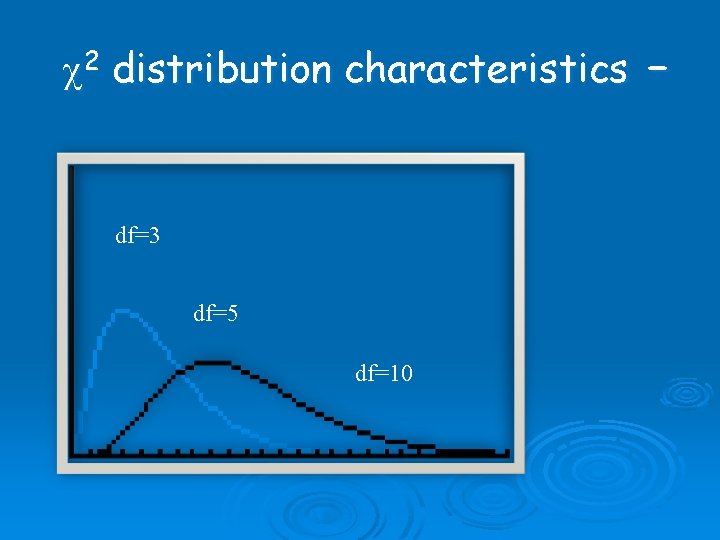 c 2 distribution characteristics – df=3 df=5 df=10 