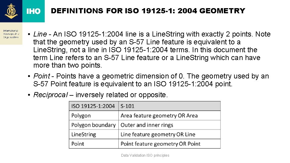 DEFINITIONS FOR ISO 19125 -1: 2004 GEOMETRY • Line - An ISO 19125 -1: