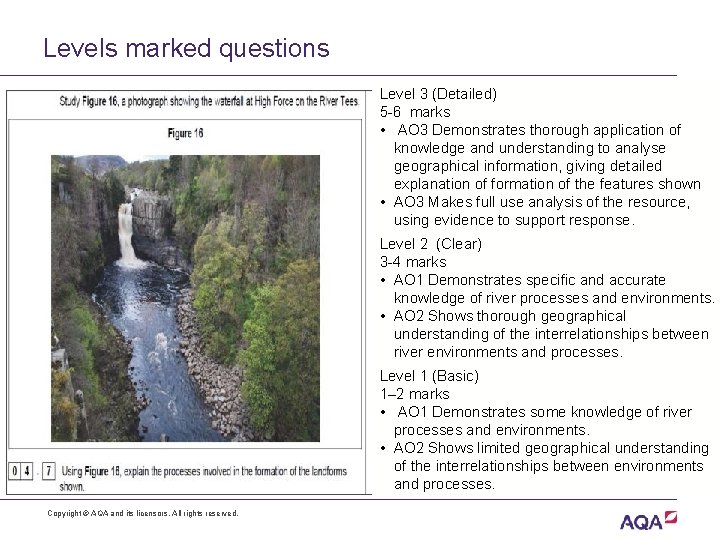 Levels marked questions Level 3 (Detailed) 5 -6 marks • AO 3 Demonstrates thorough