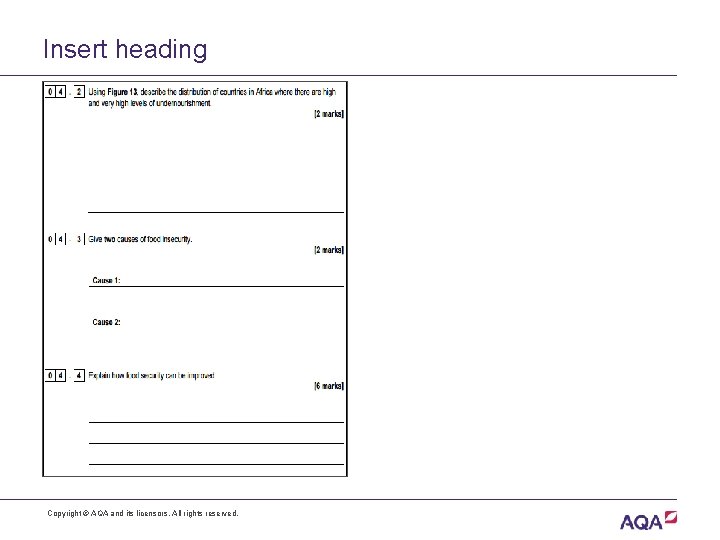 Insert heading Copyright © AQA and its licensors. All rights reserved. 