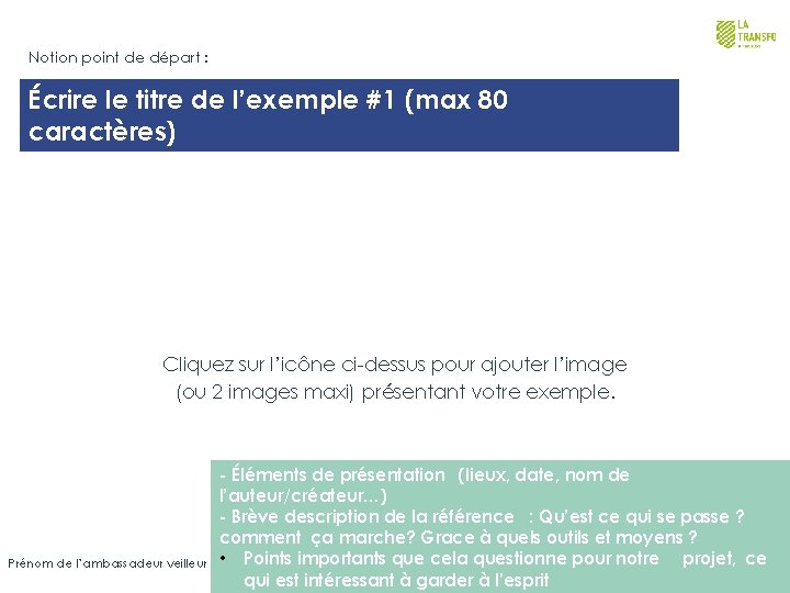 Notion point de départ : Écrire le titre de l’exemple #1 (max 80 caractères)