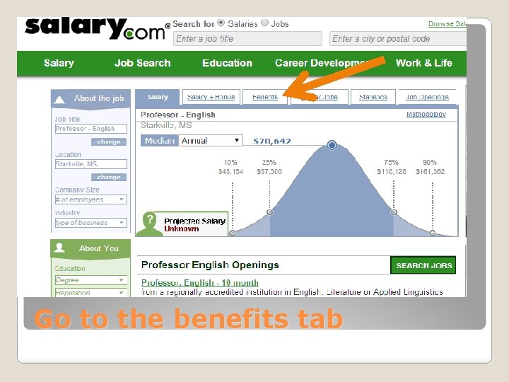 Go to the benefits tab 