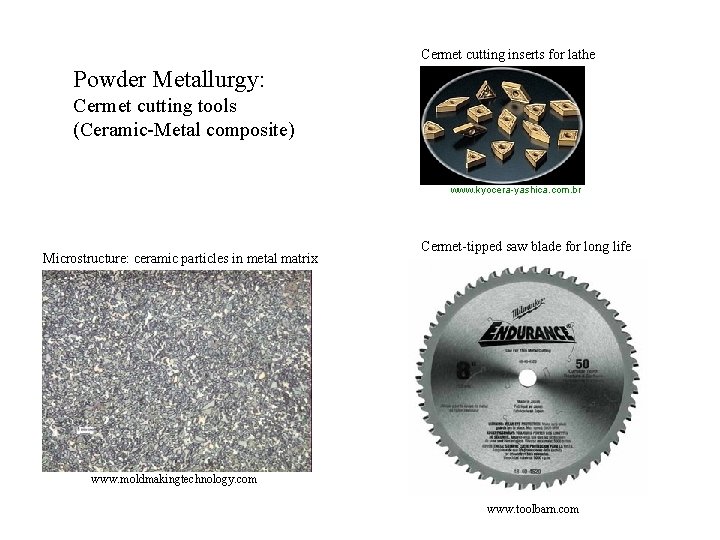Cermet cutting inserts for lathe Powder Metallurgy: Cermet cutting tools (Ceramic-Metal composite) www. kyocera-yashica.