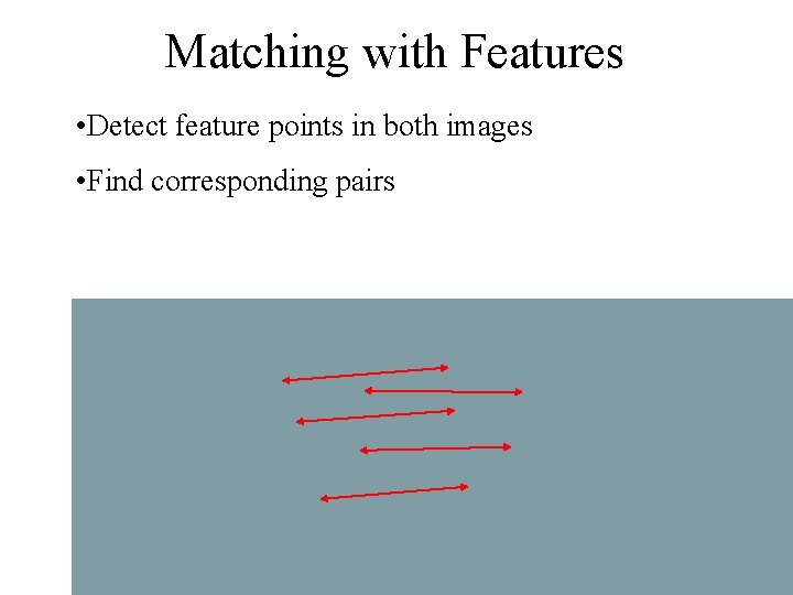Matching with Features • Detect feature points in both images • Find corresponding pairs